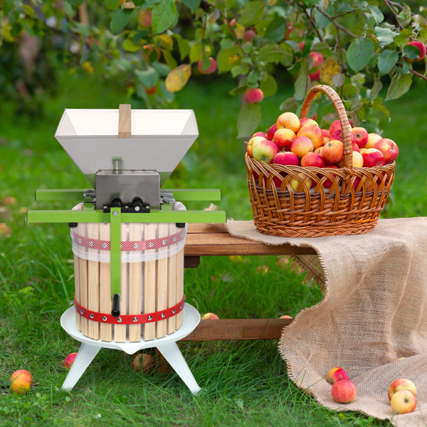 Fruit and Apple Crusher, 7L(1.8 Gal) Manual Juicer Grinder, Large Capacity Fruit Scratter Pulper for Wine and Cider Manual Pressing, Green