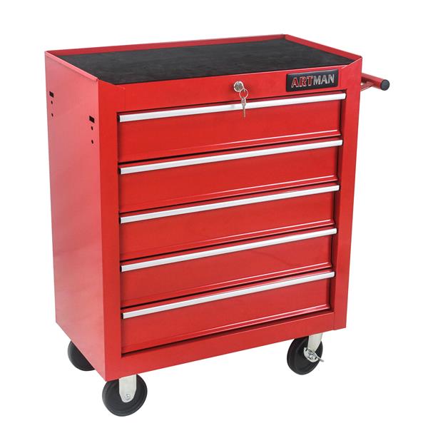 5 DRAWERS MULTIFUNCTIONAL TOOL CART WITH WHEELS-RED