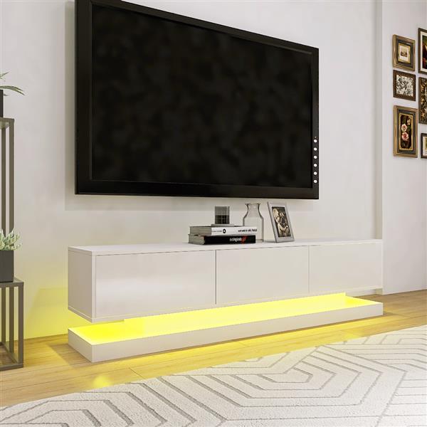 High Gloss TV Cabinet With 4 Drawers with 16 colors RGB Led Light Buletooth Control