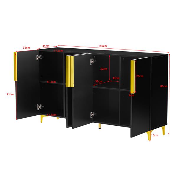 Glossy Finish Light Luxury Storage Cabinet, Adjustable, Suitable for Living Room, Study, Hallway.