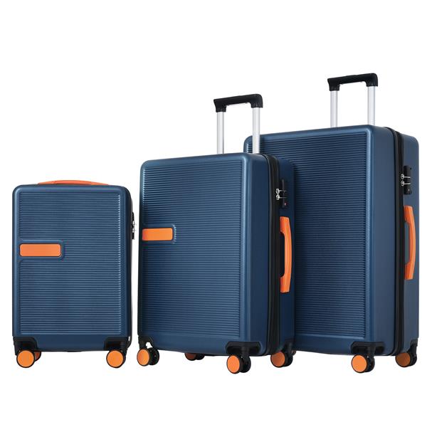 Contrast Color 3 Piece Luggage Set Hardside Spinner Suitcase with TSA Lock 20" 24' 28" Available