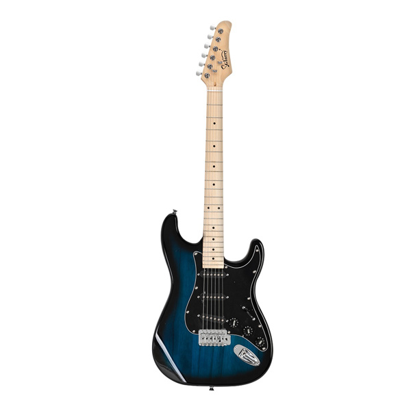 【Do Not Sell on Amazon】Glarry GST Stylish Electric Guitar Kit with Black Pickguard Blue Color