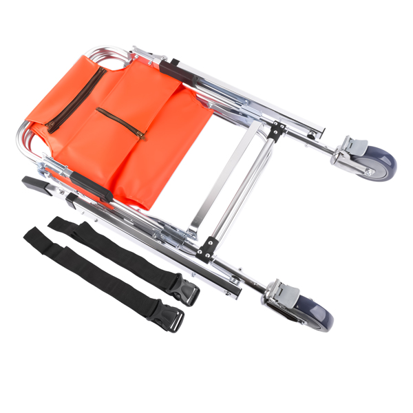 Foldable Lightweight EMS Stair Chair with Brake, Medical Emergency Evacuation Lifting Climbing Wheelchair Two Wheel Orange