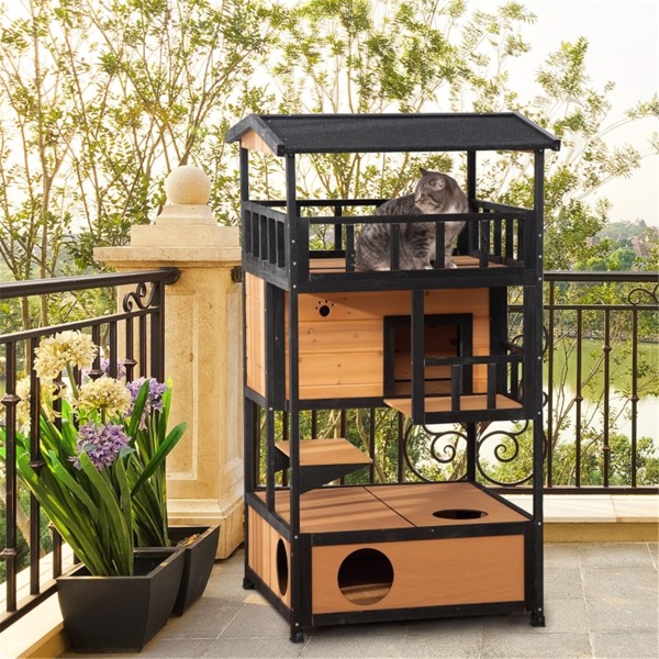 Wooden Cat House ( Amazon Shipping)（Prohibited by WalMart）