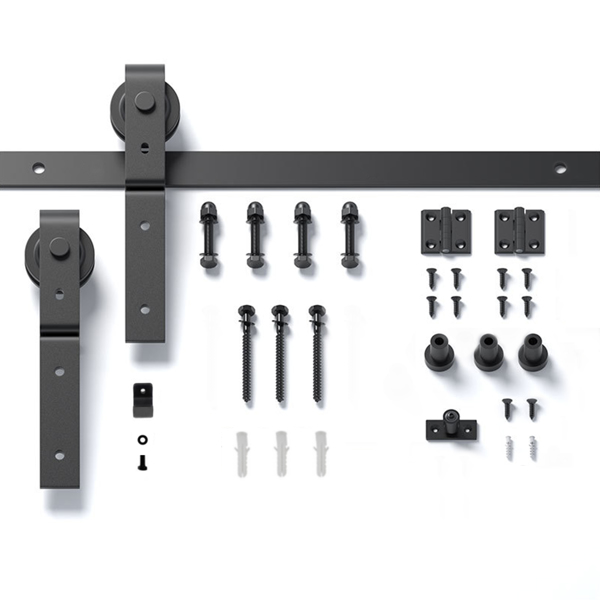 40" Bi-Folding Sliding Barn Door Hardware Kit for 2 Doors,Smoothly&Quietly,Black Track J Shape Roller-[Doors not Included]