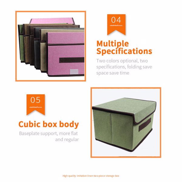 2 IN 1 Foldable Square Fabric Canvas Storage Boxes Portable Drawer With Lid UK