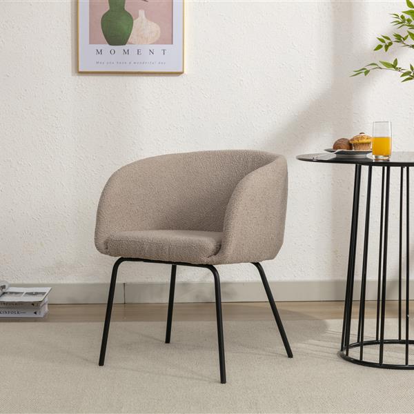 039-Set of 1 Fabric Dining Chair With Black Metal Legs,Light Coffee