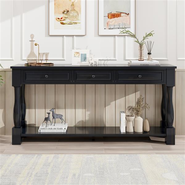 Console Table 63" Long Console Table with Drawers and Shelf for Entryway, Hallway, Living Room