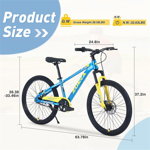 Mountain Bike,24 Inch MTB for Boys and Girls Age 9-12 Years,Multiple Colors