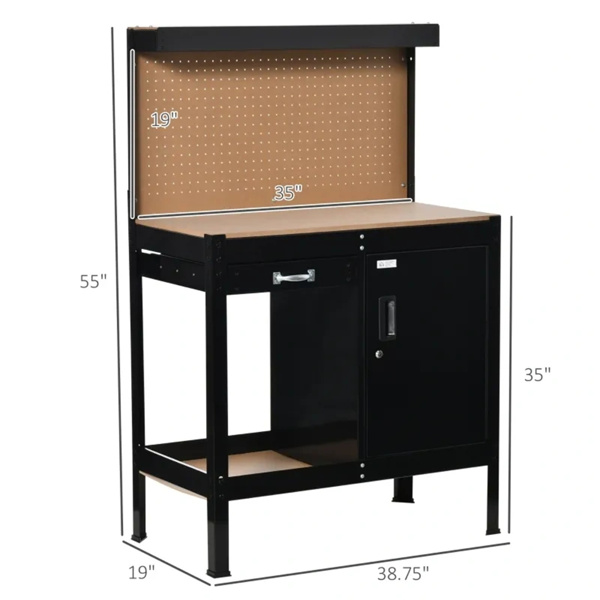 Multipurpose Tool Table, Storage Cabinet with Keys Workshop Tool Table with Slide Drawer.  