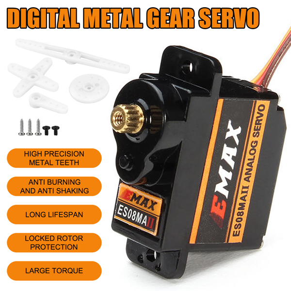 For AXIAL SCX24 Upgrade Micro Servo Metal Gear & Mount For 1/24 RC EMAX ES08MAII