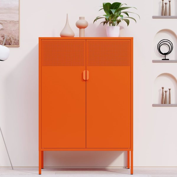 Steel lockers, adjustable laminates, side cabinets, shoe cabinets, lockers orange