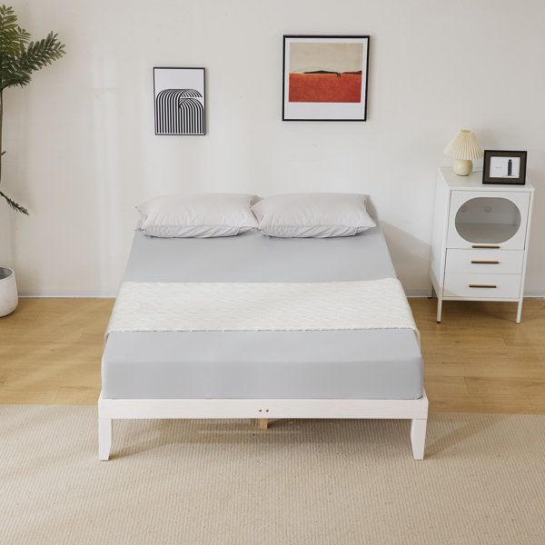 Basic bed frame Painted pine wood Washed white Full 189*136*30.5cm Wooden bed Single bed