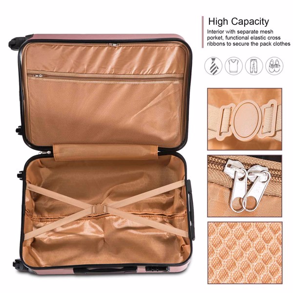 4 Piece Luggage Set PC Material Hard Shell  Suitcase with Spinner Wheels Lightweight Suitcase Set Silver