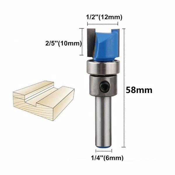 4Pcs 1/4'' Shank Top Bearing Flush Trim Pattern Router Bit Milling Cutter Set