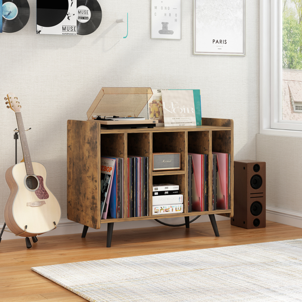 Record Player Stand，Vinyl Record Storage Cabinet ,Turntable Stand with Storage，Album Storage Cabinet  for Bedroom Living Room Office，Music room，Brown