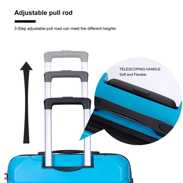 Hardshell Suitcase Spinner Wheels PP Luggage Sets Lightweight Suitcase With TSA Lock,3-Piece Set (20/24/28) ,Light Blue