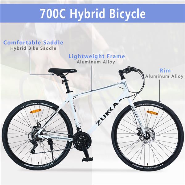 21 Speed Hybrid bike Disc Brake 700C Road Bike For men women's City Bicycle