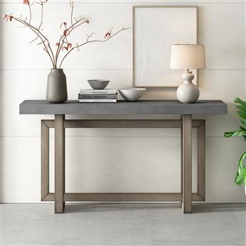 Contemporary Console Table with Wood Top, Extra Long Entryway Table for Entryway, Hallway, Living Room, Foyer, Corridor