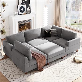 Modular Sectional Sofa with L Shaped Corner Sectional for Living Room, Office, Spacious Space