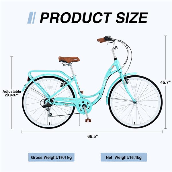 7 Speed, Steel Frame, Multiple Colors 26 Inch Ladies Bicycle