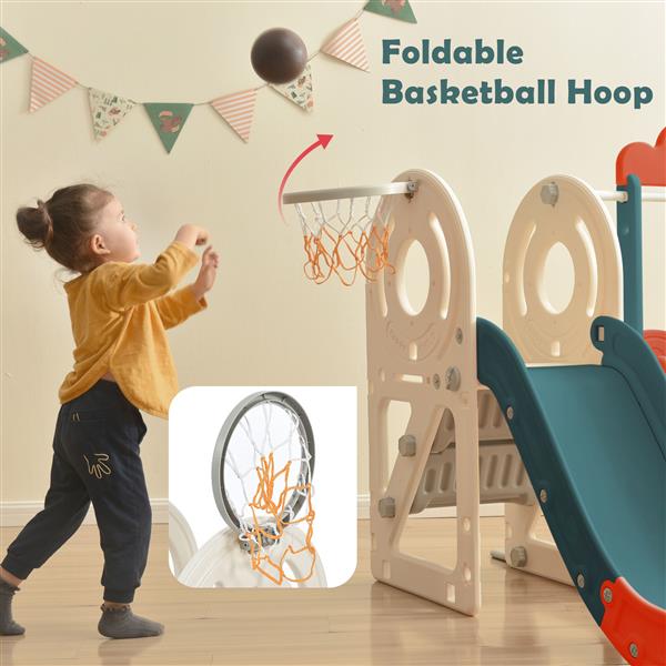 Kids Slide with Bus Play Structure,  Bus Toy with Slide for Toddlers, Bus Slide Set with Basketball Hoop