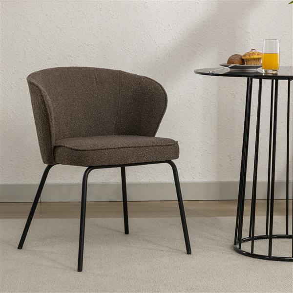 041-Set of 1 Fabric Dining Chair With Black Metal Legs,Dark Brown