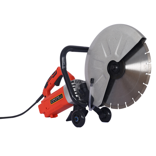 Electric 14" Cut Off Saw Wet/Dry Concrete Saw Cutter Guide Roller with Water Line Attachment 3000w with blade 