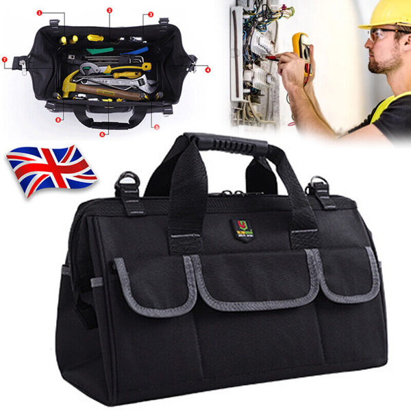 19in Portable Multifunctional Tool Bag Heavy Duty Storage Case w/Shoulder Strap