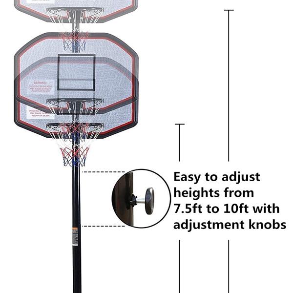 Basketball Hoop System Height Adjustable Basketball Stand for Teens Adults Indoor Outdoor w/Wheels, 43 Inch Backboard Teenagers Indoor Outdoor