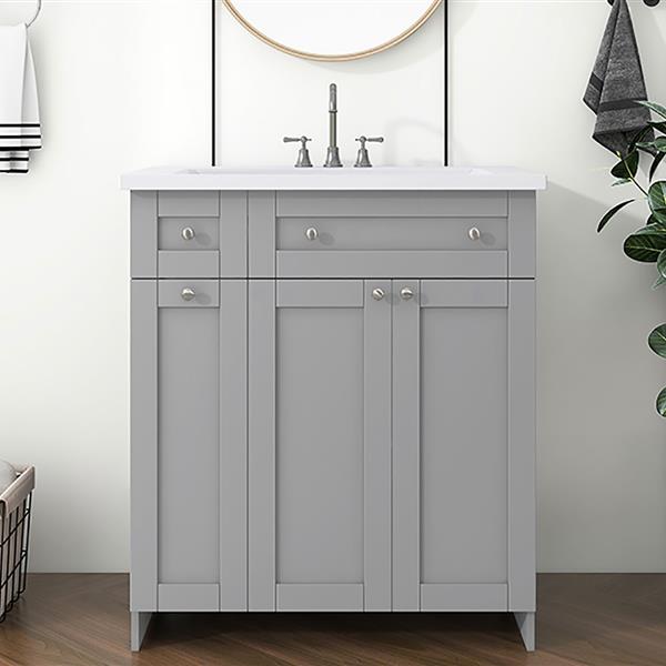 30" Bathroom vanity with Single Sink in grey,Combo Cabinet Undermount Sink,Bathroom Storage Cabinet