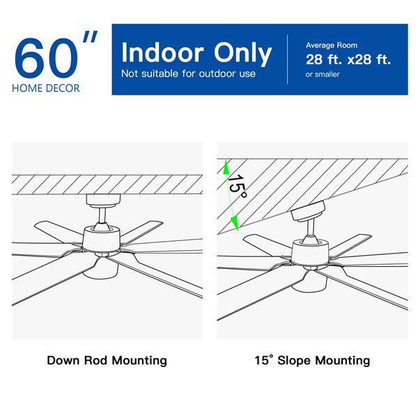 Modern 60" Integrated LED Light Ceiling Fan with Remote Control