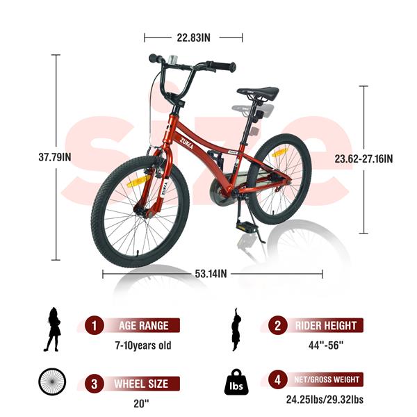 Kids Bike,20 Inch Kids' Bicycle for Boys Age 7-10 Years,Multiple Colors