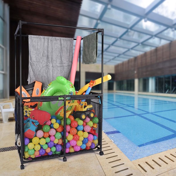 Pool Storage Bin，Pool hanging storage bag，Holder for Noodles, Toys, Floats, Towels, Mesh Organizer for Swimming Equipments（ No shipping on weekends.）