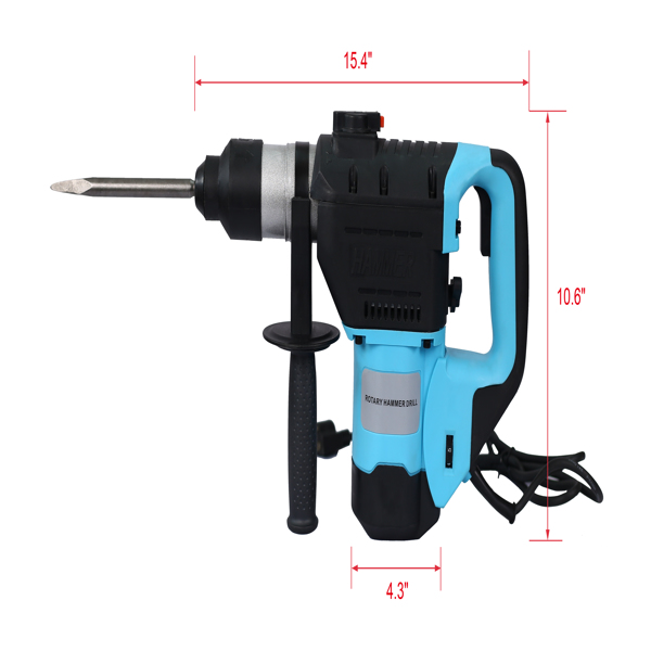 Rotary Hammer 1100W(Blue + Black) 1-1/2" SDS Plus Rotary Hammer Drill 3 Functions 