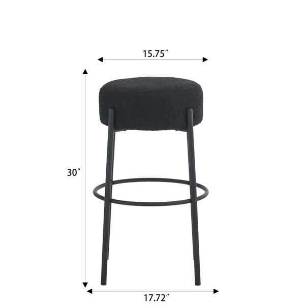 30" Tall, Round High Bar Stools, Set of 2 - Contemporary upholstered dining stools for kitchens, coffee shops and bar stores - Includes sturdy hardware support legs