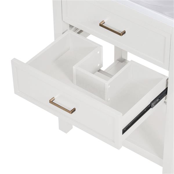 24'' Bathroom Vanity with Top Sink, Modern Bathroom Storage Cabinet with 2 Drawers, Single Sink Bathroom Vanity