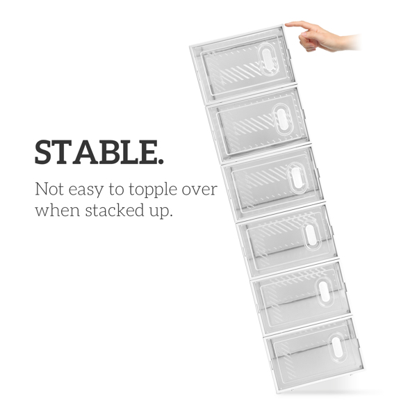 Shoe Storage Boxes 18 Pack Clear Plastic Stackable - White