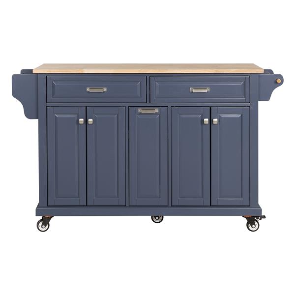 Natural Wood Top Kitchen Island with Storage