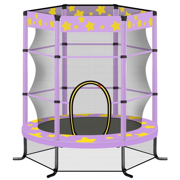 55 Inch Kids Trampoline with Safety Enclosure Net, 4.5FT Outdoor Indoor Trampoline for Kids (Purple)