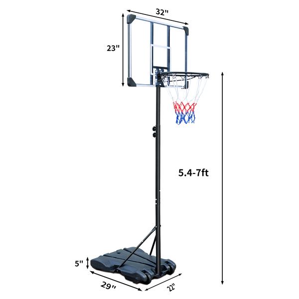 Portable Basketball Hoop Stand w/Wheels for Kids Youth Adjustable Height 5.4ft - 7ft Use for Indoor Outdoor Basketball Goals Play Set