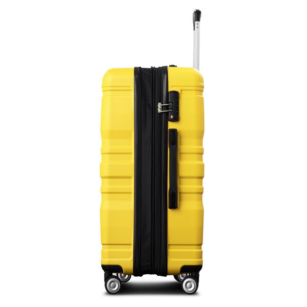 Luggage Sets New Model Expandable ABS Hardshell 3pcs Clearance Luggage Hardside Lightweight Durable Suitcase sets Spinner Wheels Suitcase with TSA Lock 20''24''28''(Yellow)