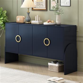 Four-Door Metal Handle Storage Cabinet, Suitable for Study, Living room,Adjustable Shelf