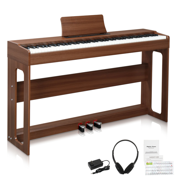 [Do Not Sell on Amazon] GDP-104 88 Keys Full Weighted Keyboards Digital Piano with Furniture Stand, Power Adapter, Triple Pedals, Headphone, for All Experience Levels Black Walnut