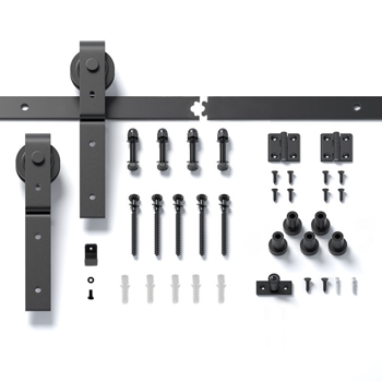 60\\" Bi-Folding Sliding Barn Door Hardware Kit for 2 Doors,Smoothly&Quietly,Black Track J Shape Roller-[Doors not Included]