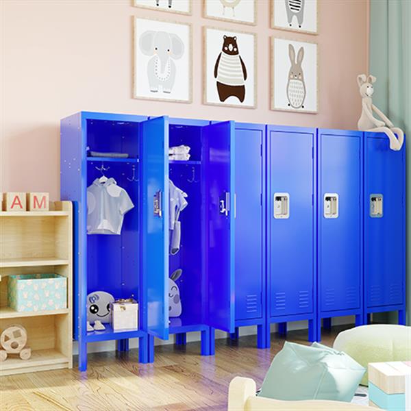 1 Door Tall Single Metal Locker-Retro Style Storage Cabinet--Industrial Furniture--For Living Room/Bedroom/Storage Room/Gym/School--Blue