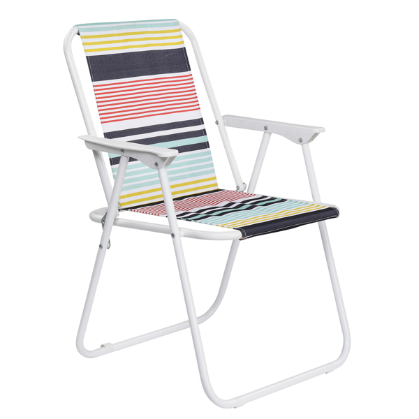 Folding Beach Chair, Lightweight Beach Chair with High Back, Portable Foldable Camping Chair Lawn Chair with Hard Armrest, Colorful Stripes