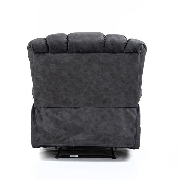 Large Manual Recliner Chair in Fabric for Living Room, Gray