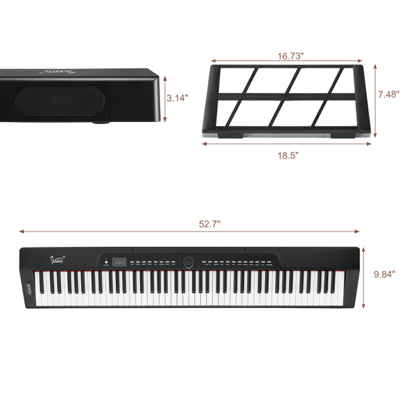 【AM not for sale 】Glarry GPP-105 88 Key Full Size Semi-Weighted Standard Keyboards Digital Piano with Dual-tube X-Shape Stand, MIDI Bluetooth, Headphone，for Piano Lover Black color