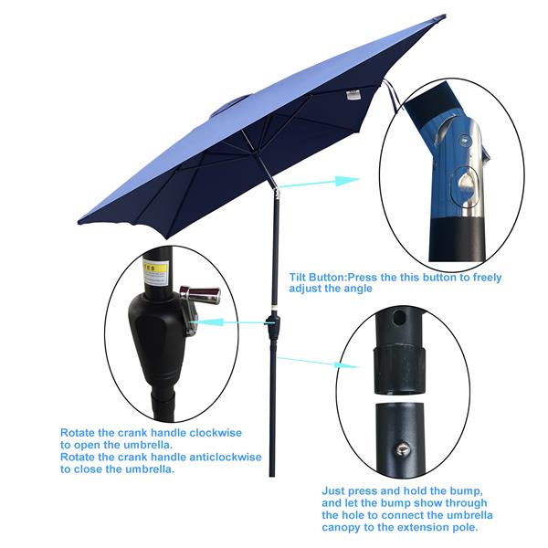 6 x 9ft  Patio Umbrella Outdoor  Waterproof Umbrella with Crank and Push Button Tilt without flap for Garden Backyard Pool  Swimming Pool Market